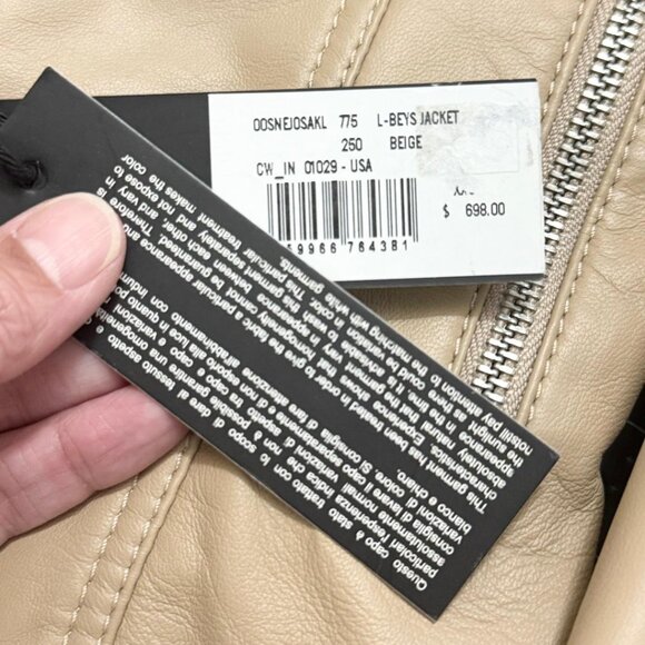 Brand New Diesel Women's Tan Leather Biker Jacket, Size XXS - Picture 11 of 11
